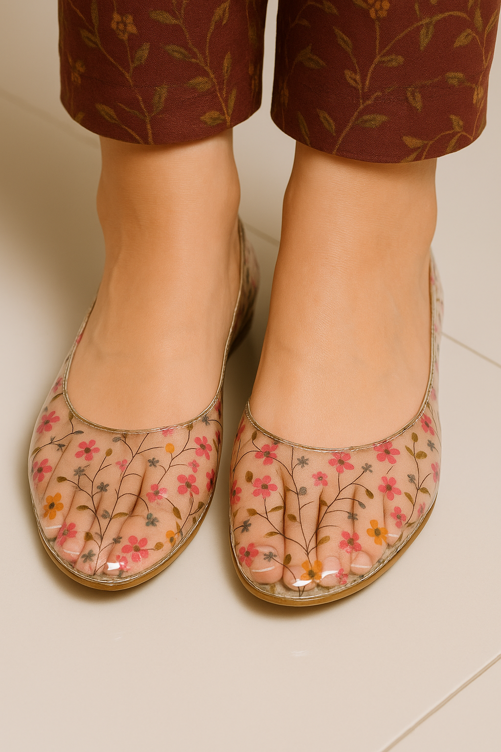 Wildflower Veil Transparent Pumps