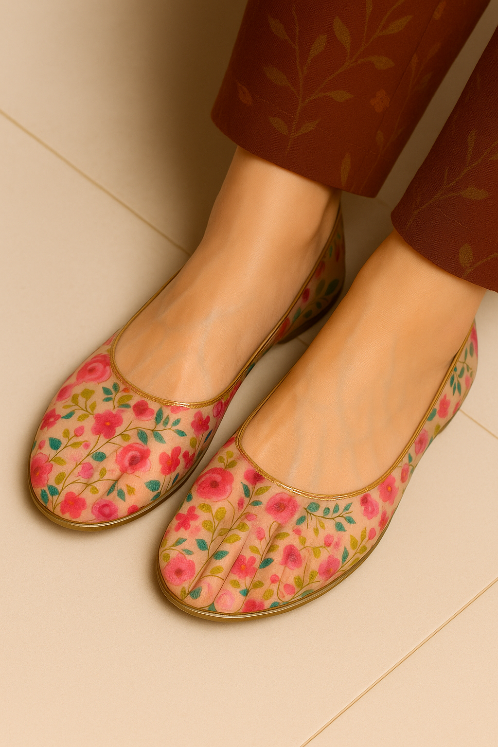 Rosy Bloom Transparent Pumps