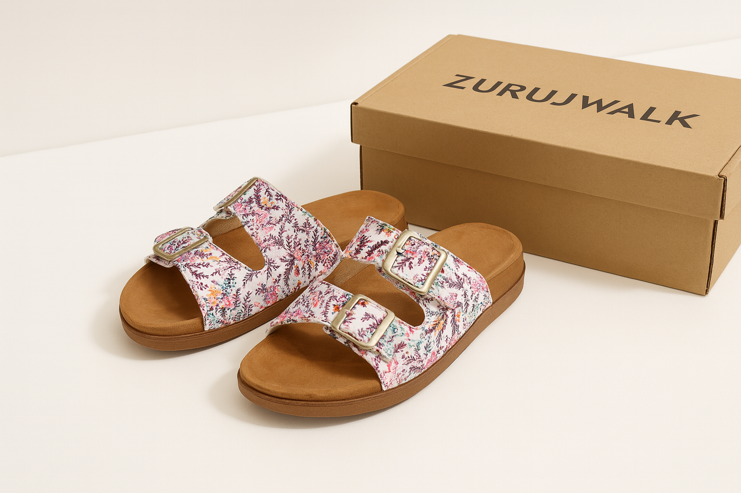 Floral Breeze Twin-Buckle Slides