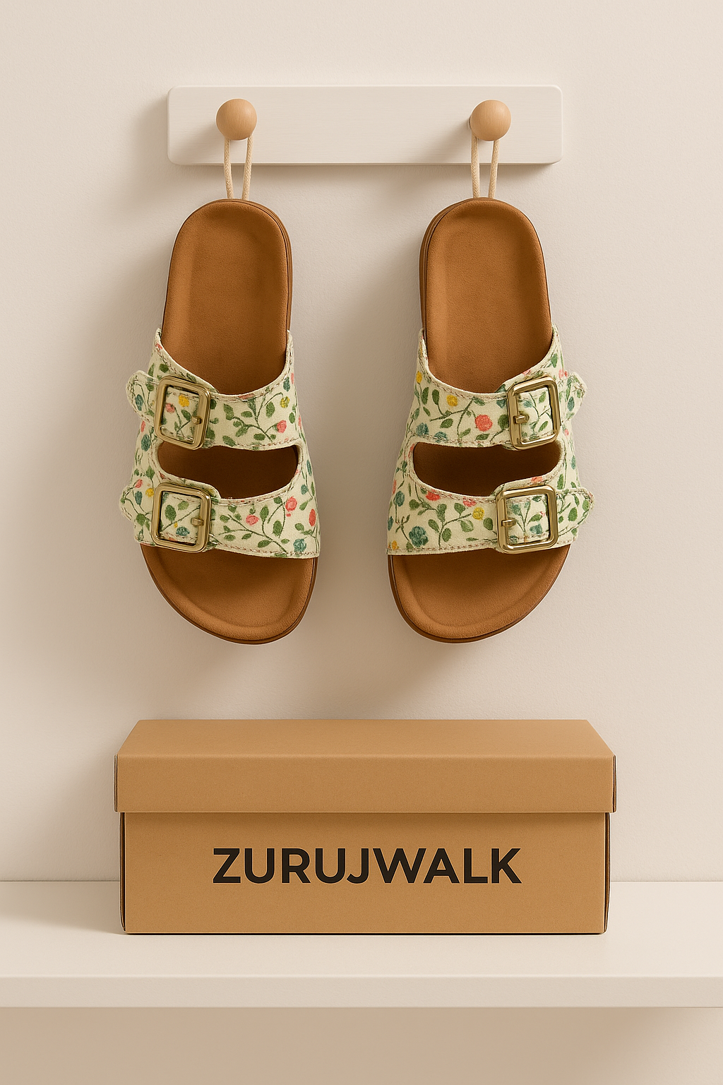 Mint Bloom Buckle Slides