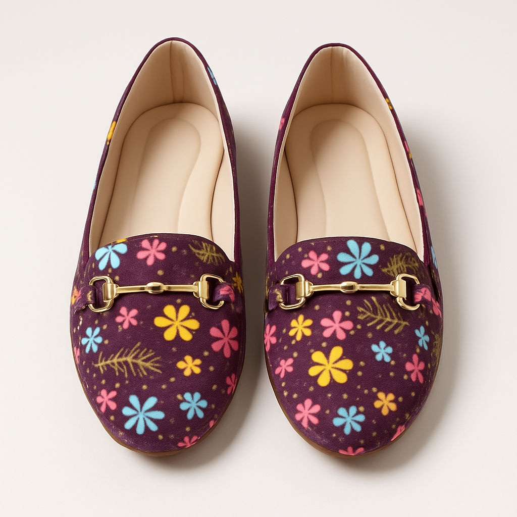 Floral Loafers – Deep Plum Delight
